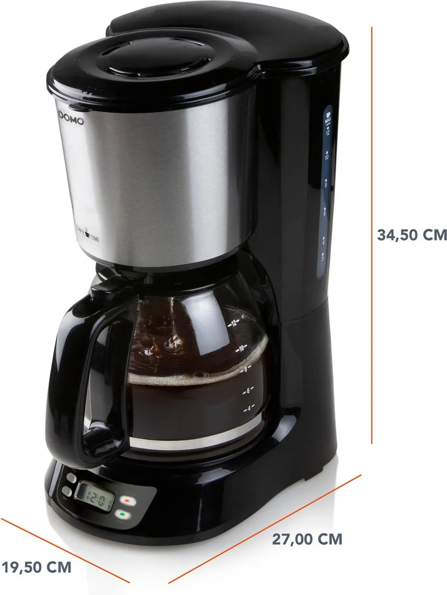 Domo DO1065K Koffiezetapparaat 1,5L - LCD Display - Zwart