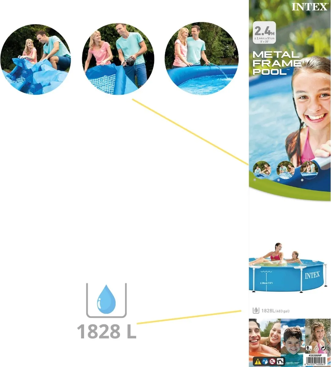 Intex Metal Frame Zwembad 28205NP - 244x51cm Blauw/Wit