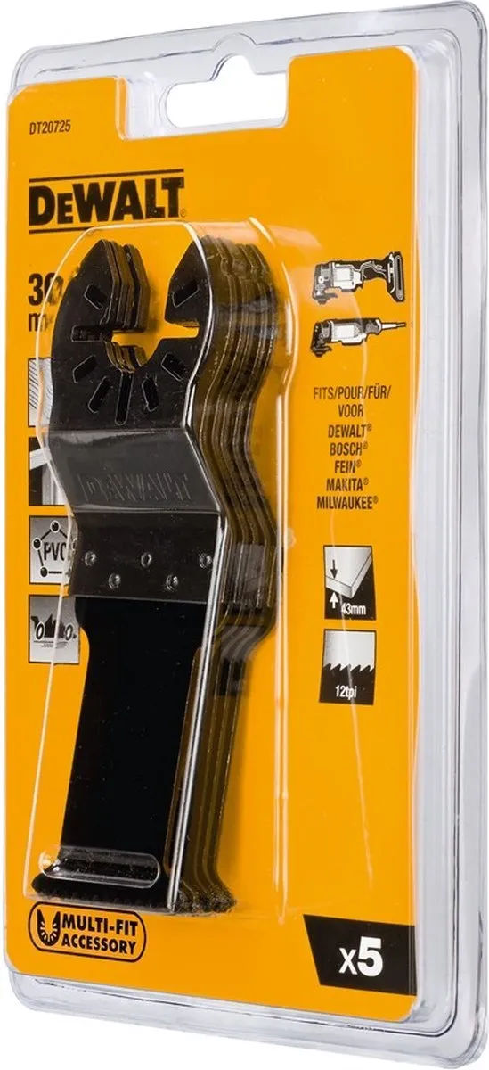 DeWalt DT20725 Multitool Zaagblad HCS - Hout 43x31mm - 5 Stuks