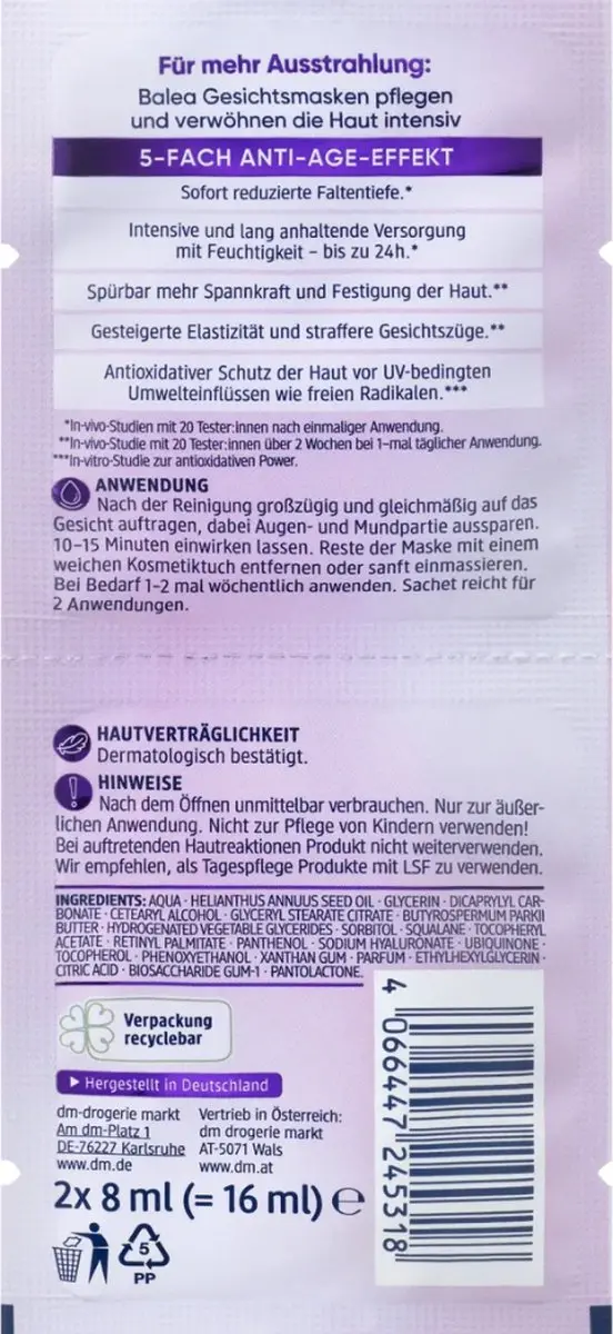 Balea Retinol Gezichtsmasker 16ml - Vegan