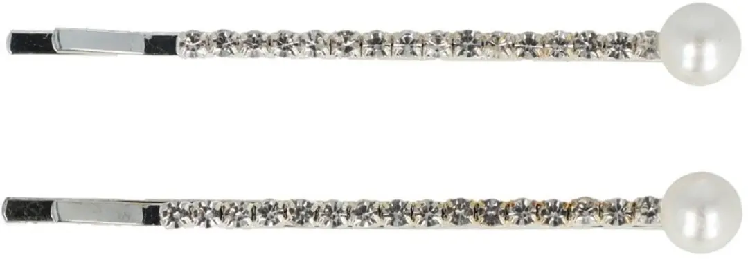 Haarsoires Schuifspeldjes 6cm - Recht - Strass & Parel - Zilver - 2 Stuks