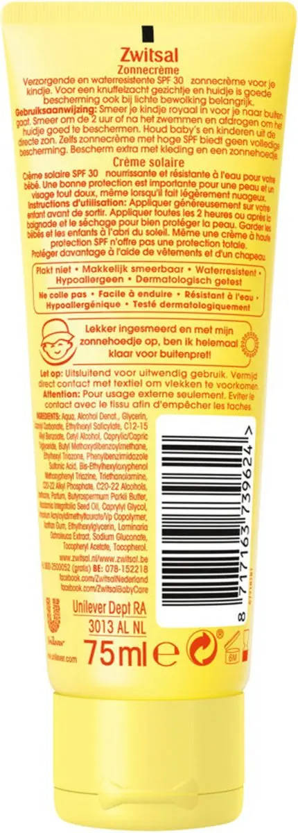 Zwitsal Zonnecrème SPF 30+ Kinderen 75ml