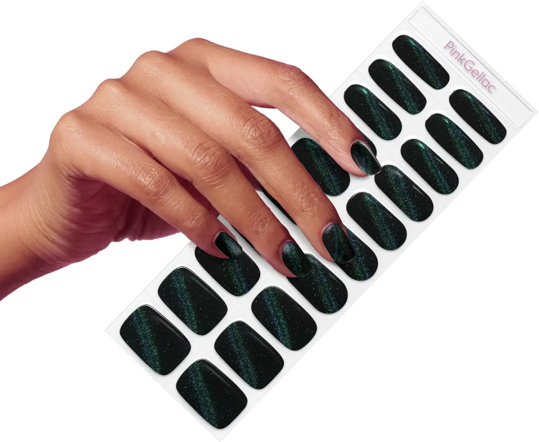 Pink Gellac UV Nagelstickers Cat Eye Black Onyx