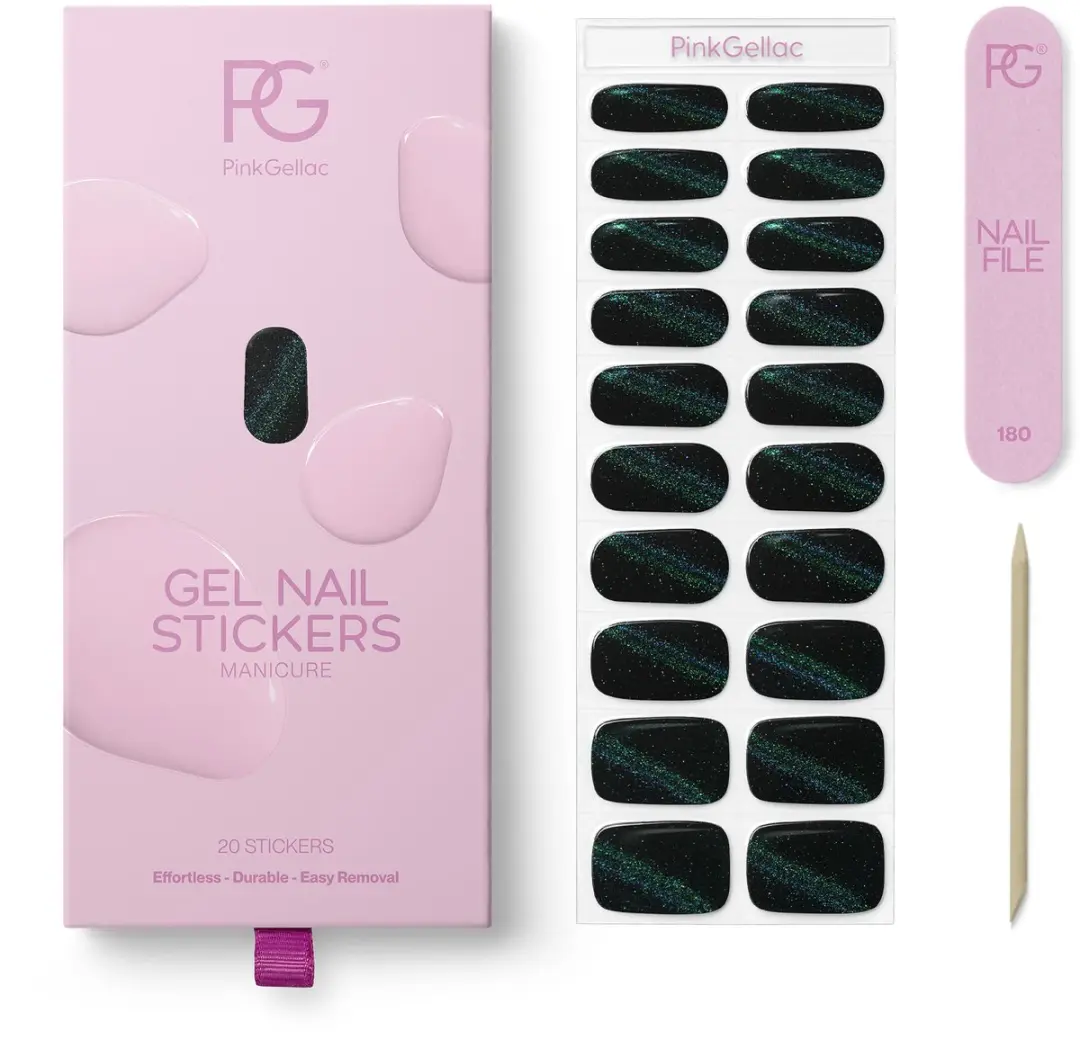 Pink Gellac UV Nagelstickers Cat Eye Black Onyx - 20 Stuks