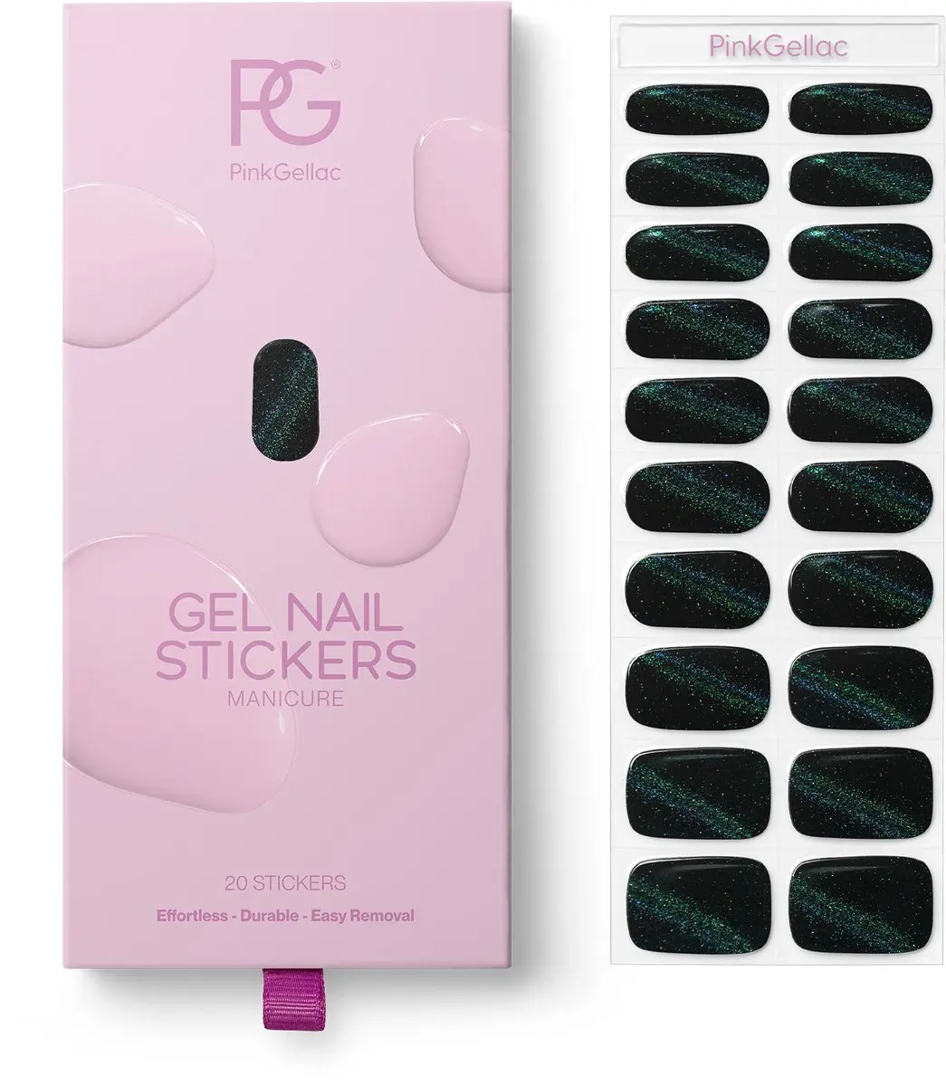 Pink Gellac UV Nagelstickers Cat Eye Black Onyx - 20 Stuks
