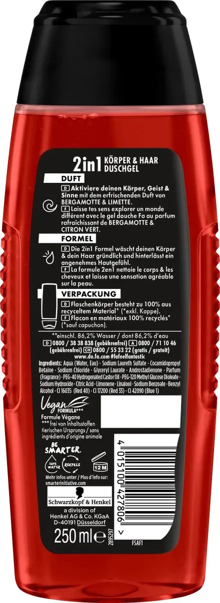 Fa Attraction Force Douchegel Mannen Bergamot & Limoen 250ml