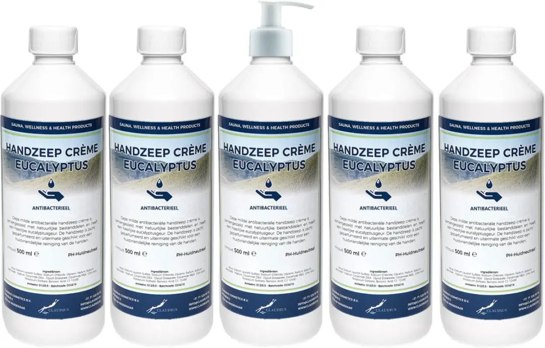 Splashbox Cosmetics Handzeep Crème Eucalyptus 500ml - Set van 5