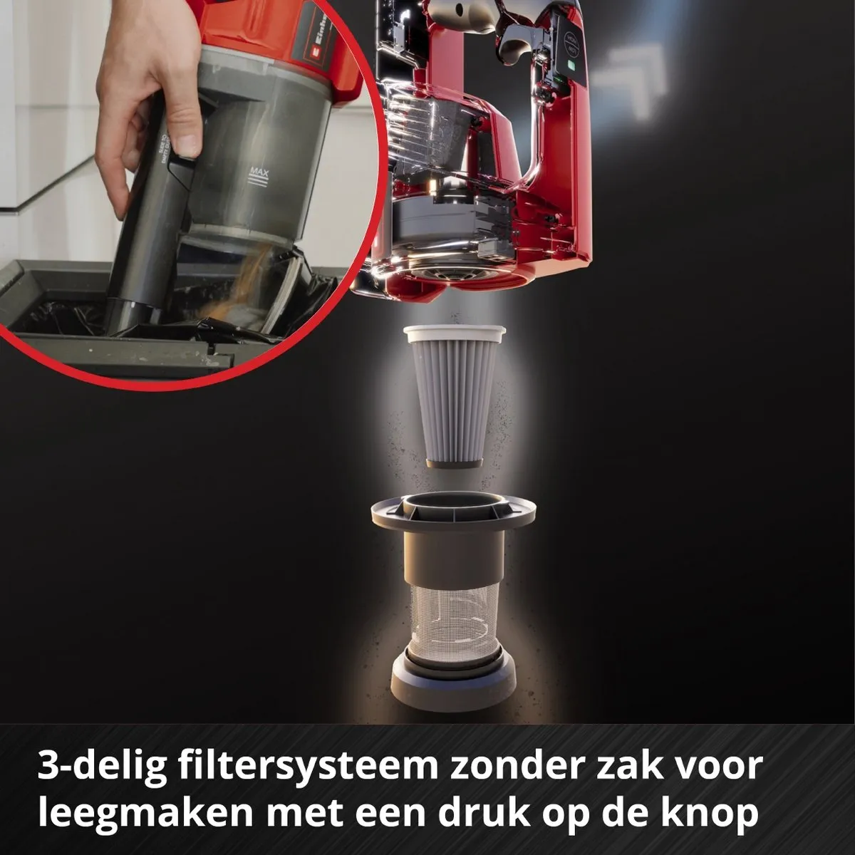 Einhell TE-SV 18 Li Solo Accu Stofzuiger - 0,6L - Rood/Zwart - afbeelding 6 van 6