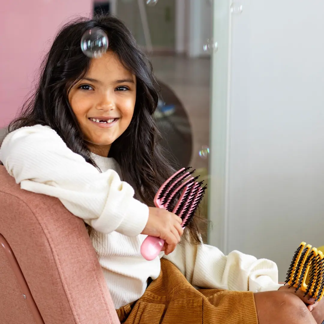 Olivia Garden Fingerbrush Care Mini Kids - Roze
