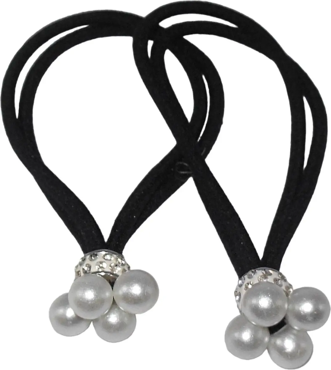 Hairmode Elastiek dubbel zwart met parels en strass