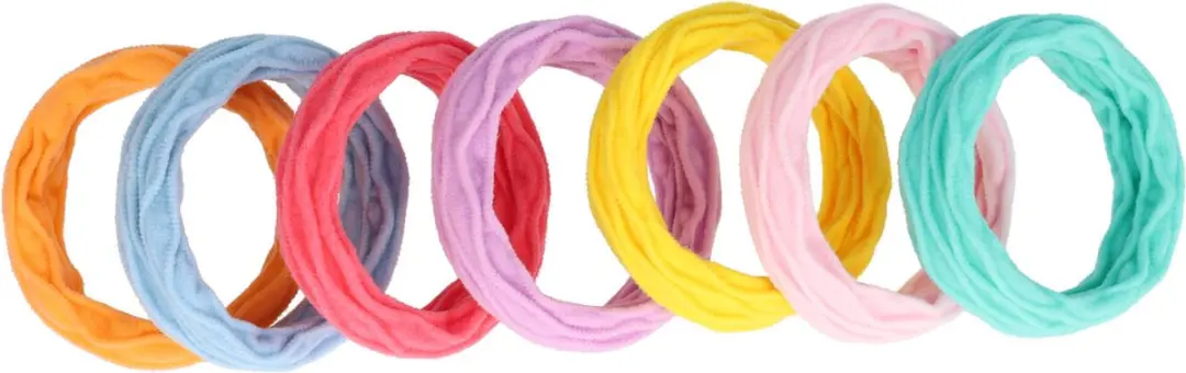 Haarsoires Haarelastieken Basic - 7 Stuks - Blauw/Roze/Geel/Paars/Oranje