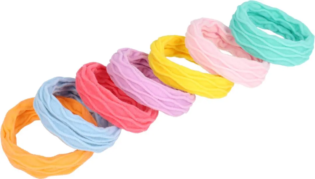 Haarsoires Haarelastieken Basic - 7 Stuks - Blauw/Roze/Geel/Paars/Oranje