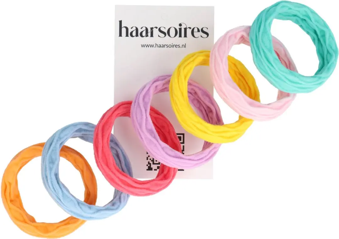 Haarsoires Haarelastieken Basic - 7 Stuks - Blauw/Roze/Geel/Paars/Oranje