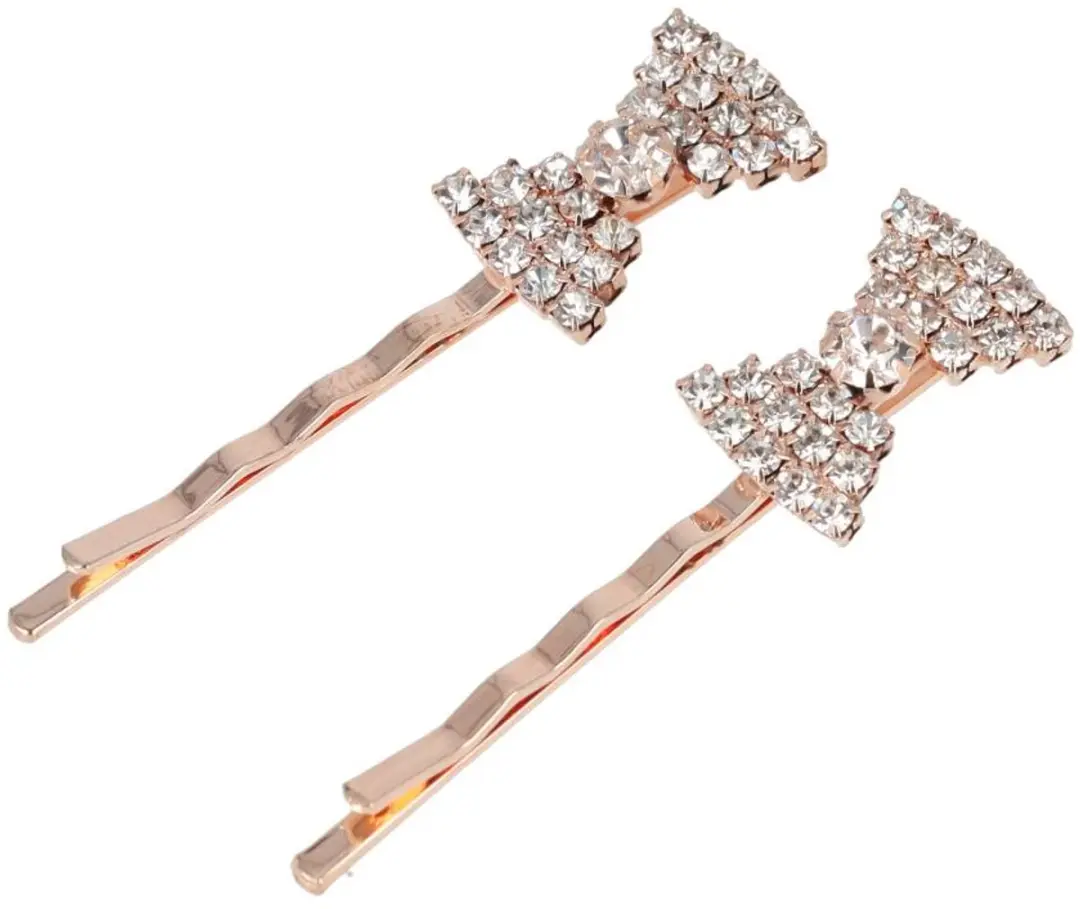 Haarsoires Schuifspeldjes 5cm - Strass Koper - 2 Stuks