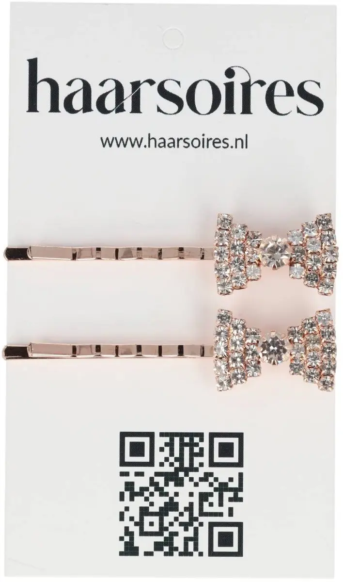 Haarsoires Schuifspeldjes 5cm - Strass Koper - 2 Stuks