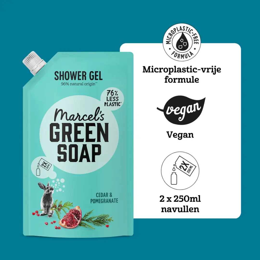 Marcel's Green Soap Douchegel Navulling Ceder & Granaatappel - 6x500ml