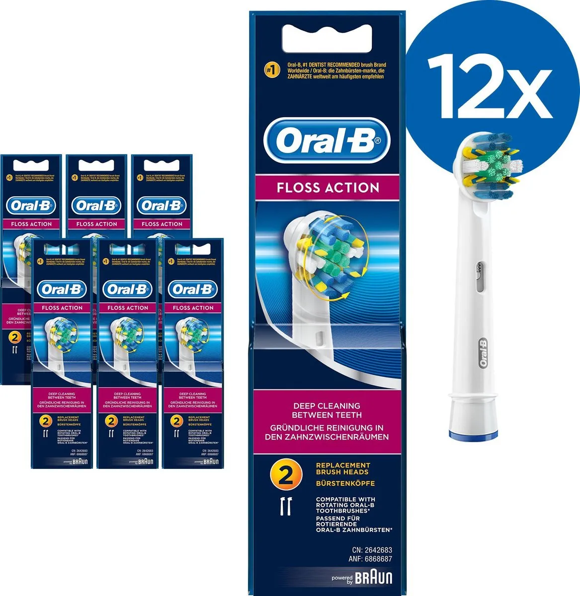Oral-B Floss Action Opzetborstels 12 Stuks - Wit