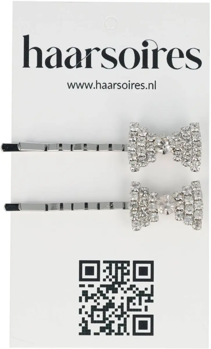 Haarsoires Schuifspeldjes 5cm - Strass Zilver - Set van 2