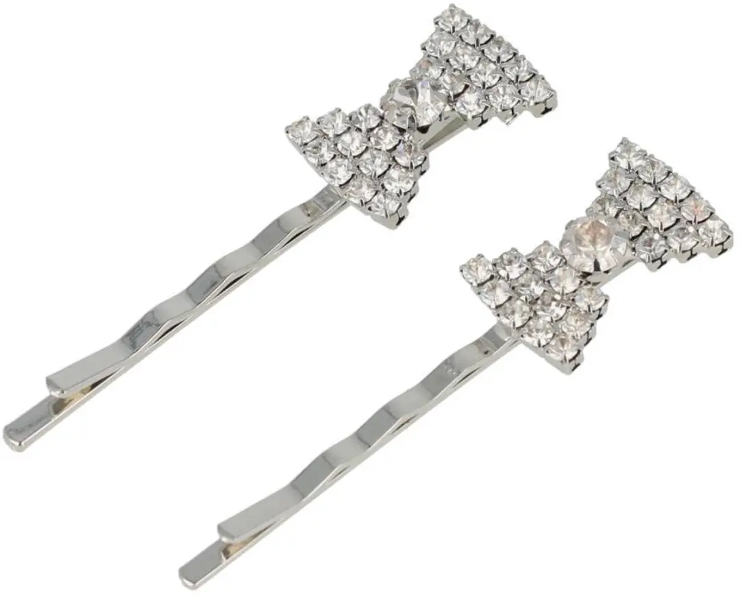 Haarsoires Schuifspeldjes 5cm - Strass Zilver - Set van 2
