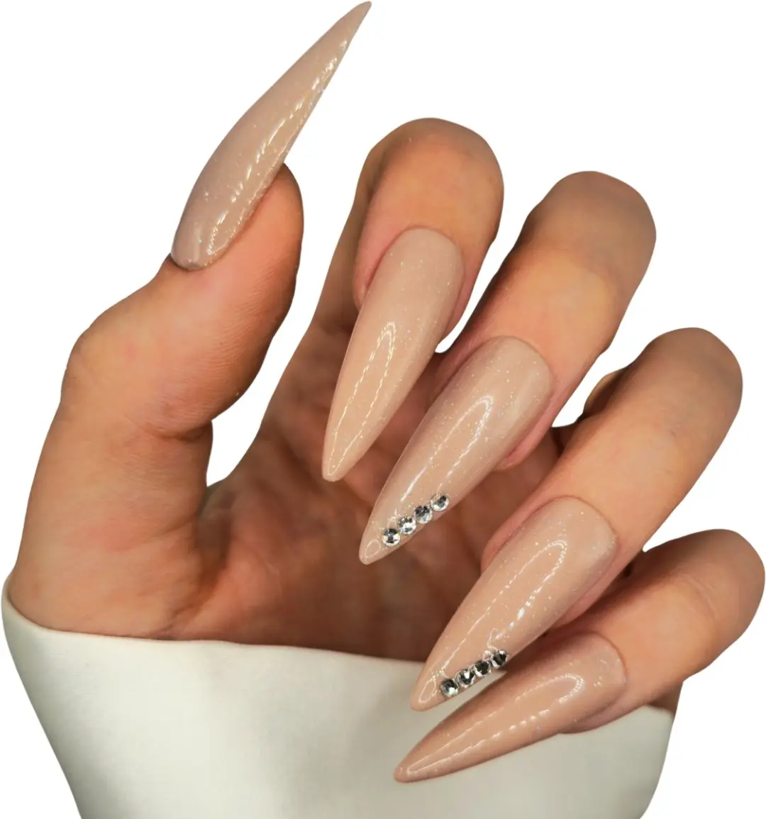SD Press on Nails B-271 XL Stiletto Kunstnagels Nude Beige
