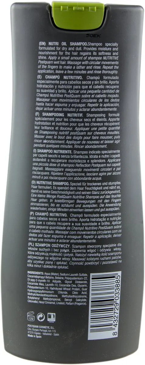 Postquam Haarcare Specifieke Shampoo Voedende Olie 500ml