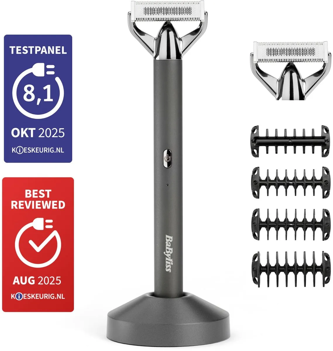 BaByliss X-Blade Super-X Metal Series 2-in-1 Scheerapparaat en Baardtrimmer P1346E - Voordeelverpakking met Extra Vervangend Mes - Chrome Edition - Flexibel Bewegend Japans Stalen Mes - 100% Waterdicht - Magnetische oplaadstandaard