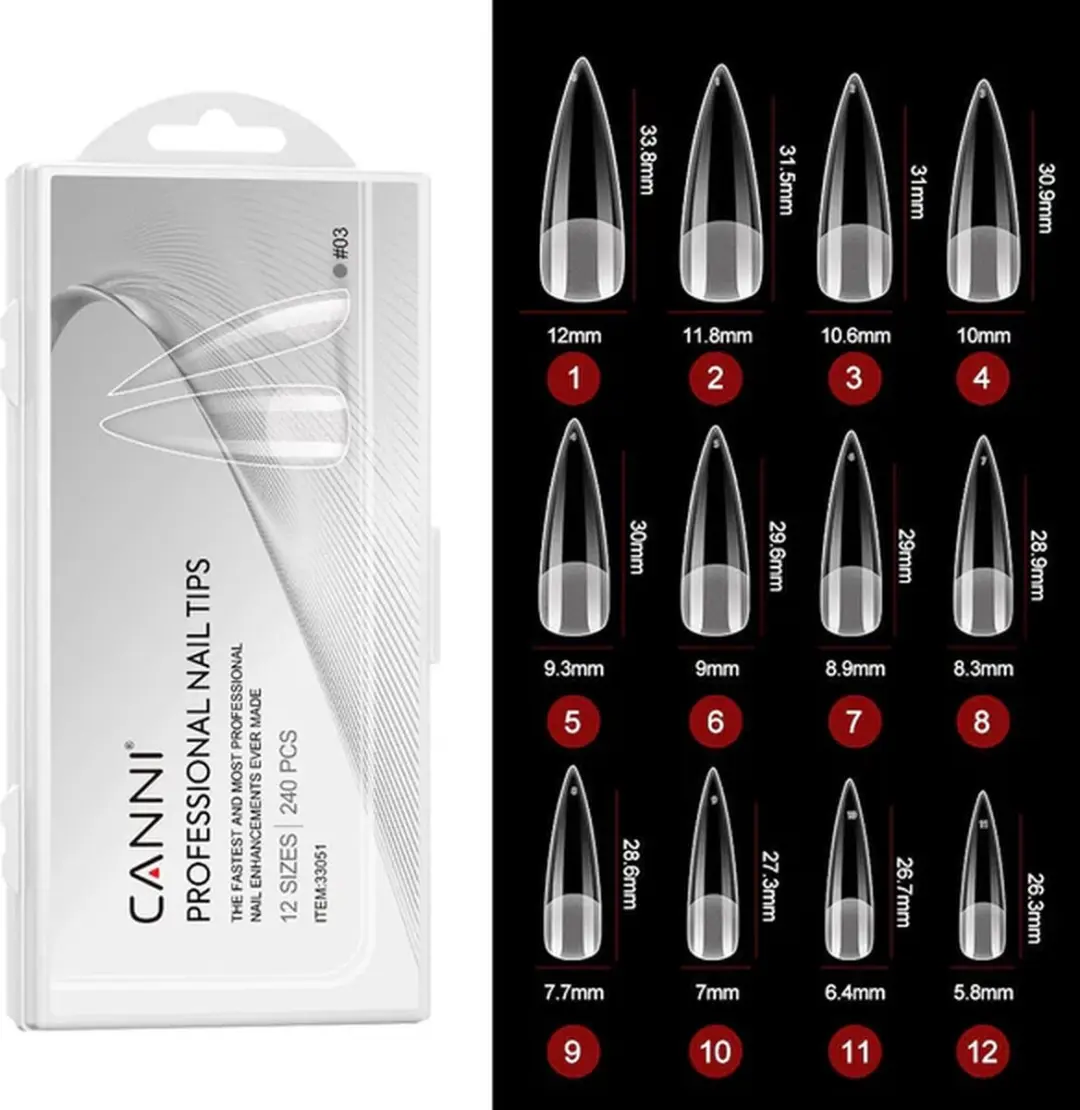 Canni Nagel Tips Half Mat Stiletto - 240 Stuks - afbeelding 2 van 5