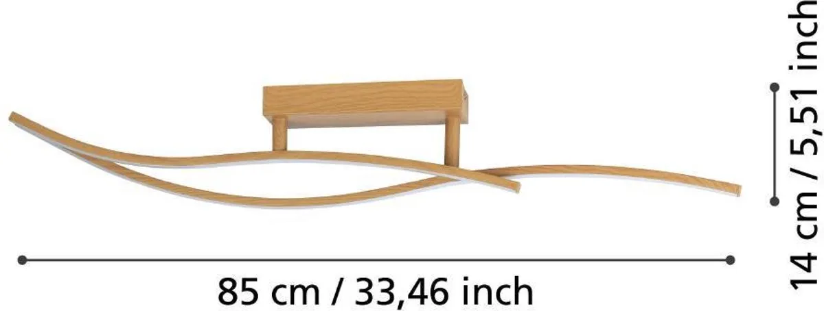 Eglo Grisolia Plafondlamp LED 85cm - Bruin/Wit - afbeelding 6 van 6