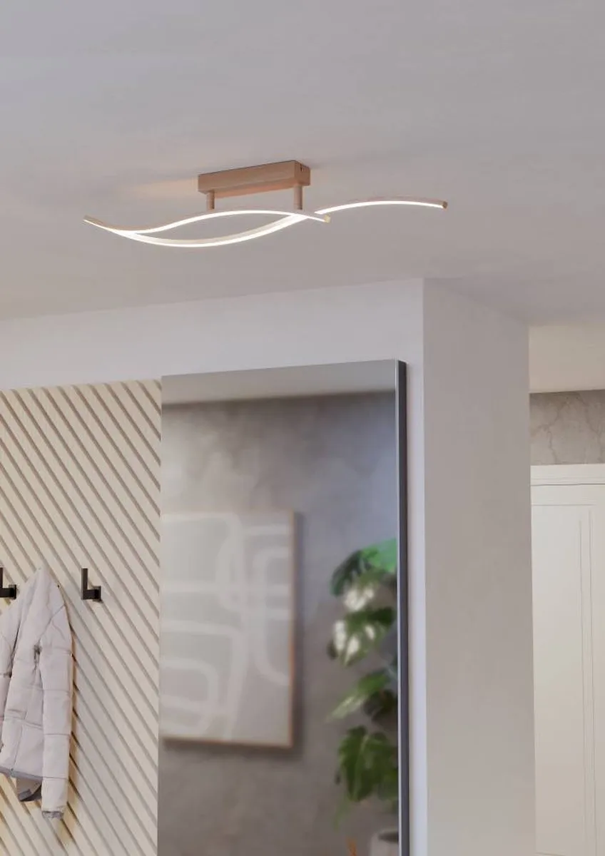 Eglo Grisolia Plafondlamp LED 85cm - Bruin/Wit