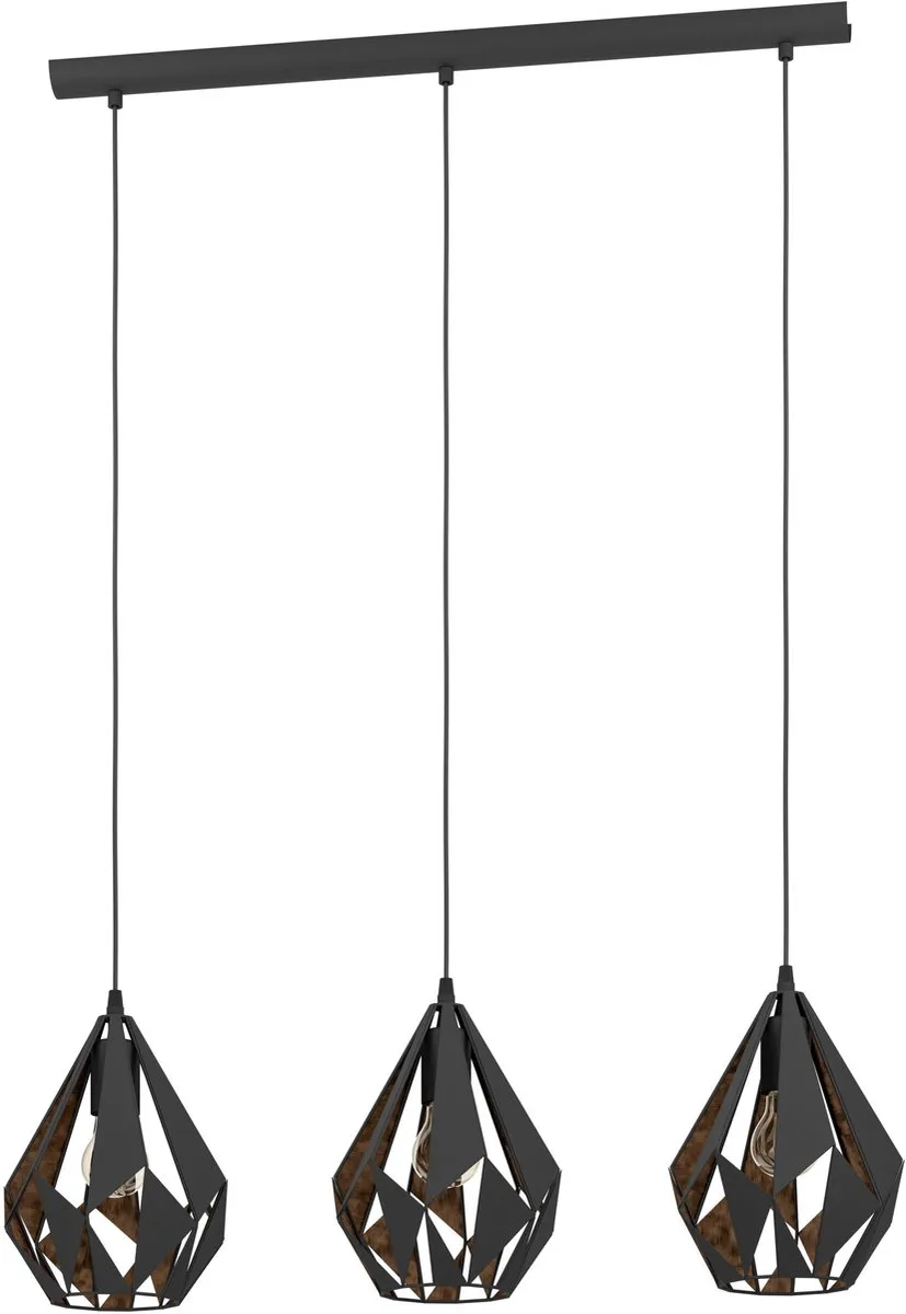 Eglo Carlton 1 Hanglamp E27 - 80,5 cm - Zwart/Koper