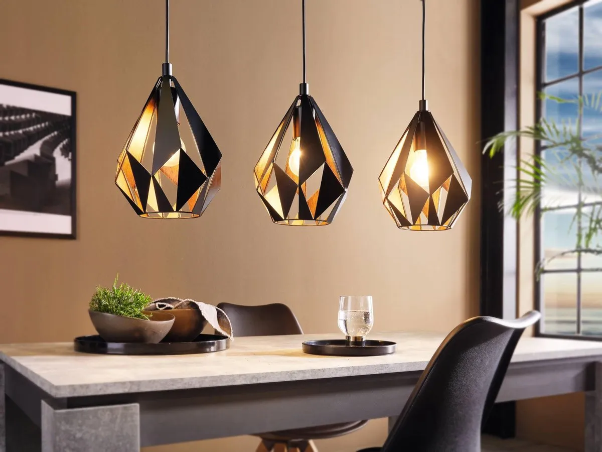 Eglo Carlton 1 Hanglamp E27 - 80,5 cm - Zwart/Koper