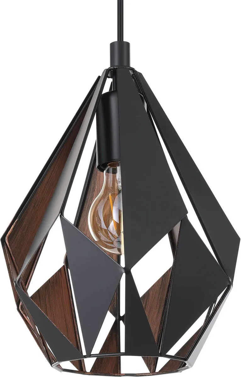 Eglo Carlton 1 Hanglamp E27 - 80,5 cm - Zwart/Koper