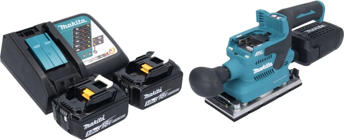 Makita DBO 382 RT Accu-Schuurmachine 18V - 2x 5,0Ah + Oplader