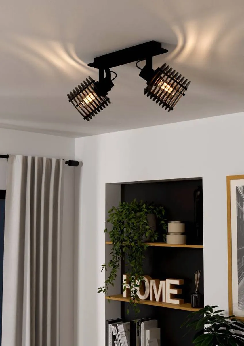 Eglo Segovia Spot E27 - 2 Lichtpunten - 33,5cm - Zwart - afbeelding 6 van 6