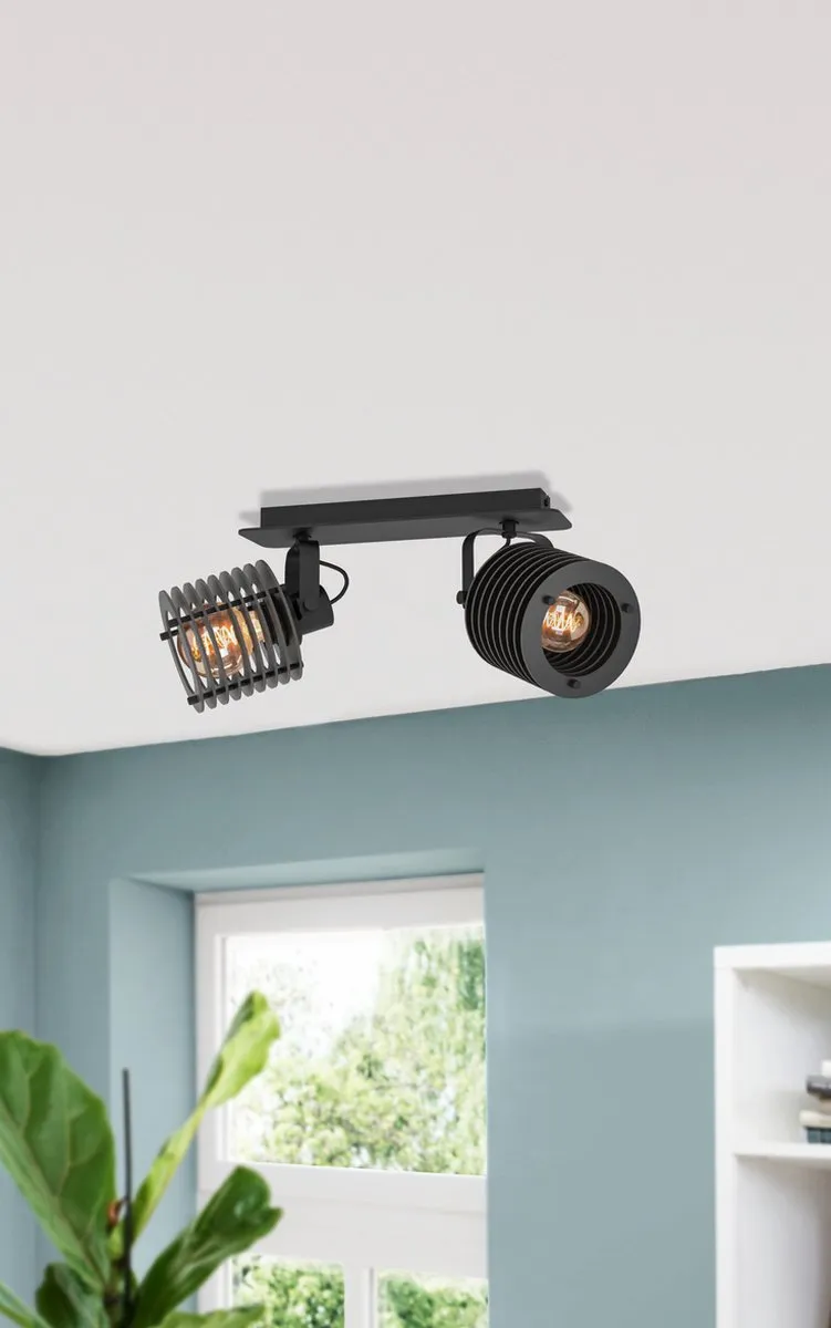Eglo Segovia Spot E27 - 2 Lichtpunten - 33,5cm - Zwart