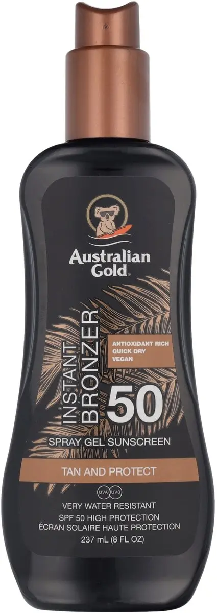 Australian Gold SPF 50 Spray Gel met Bronzer 237ml