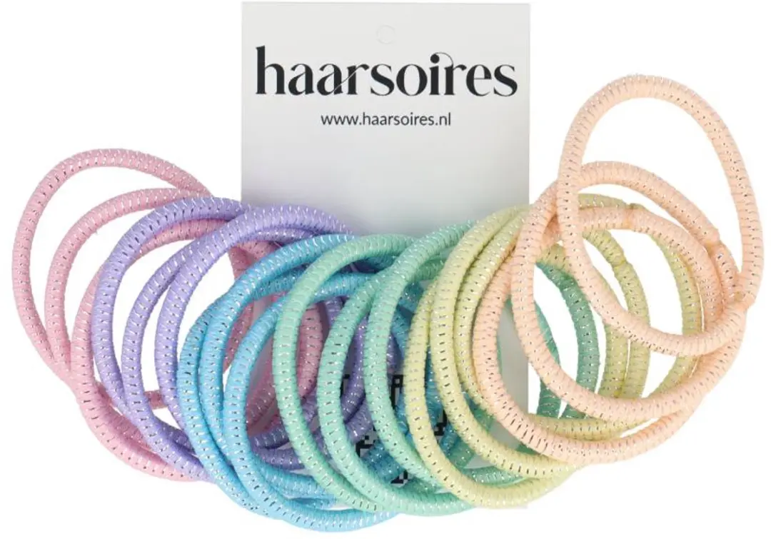 Haarsoires Haarelastieken Basic - Glitter - 18 Stuks - Roze/Paars/Blauw/Geel/Orange