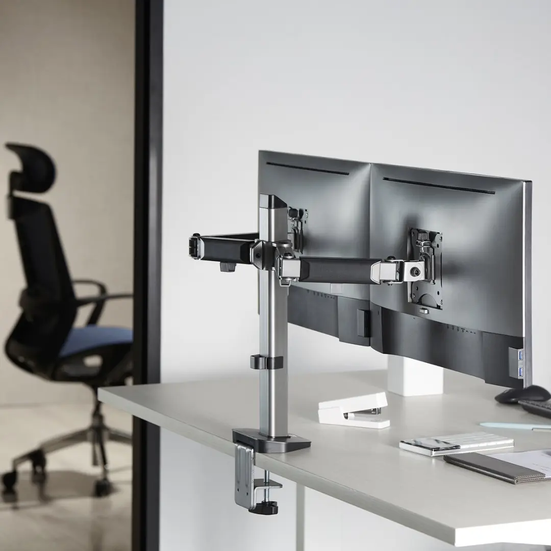 ACT Monitor Bureausteun AC8336 - 2 Schermen tot 32" - Zilver