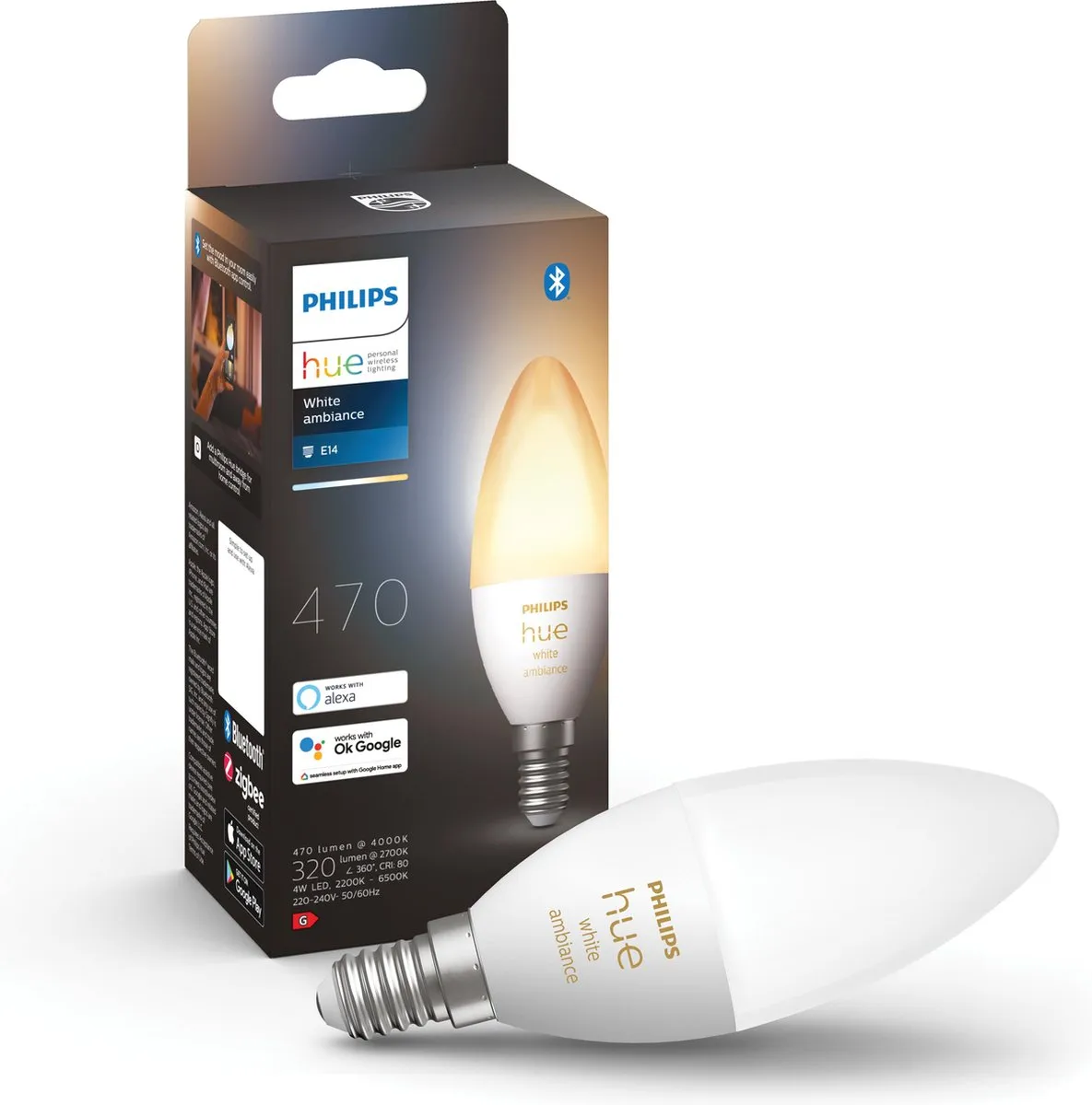Philips Hue Starterspakket E14 - 2 Kaarslampen met Bridge - afbeelding 3 van 6
