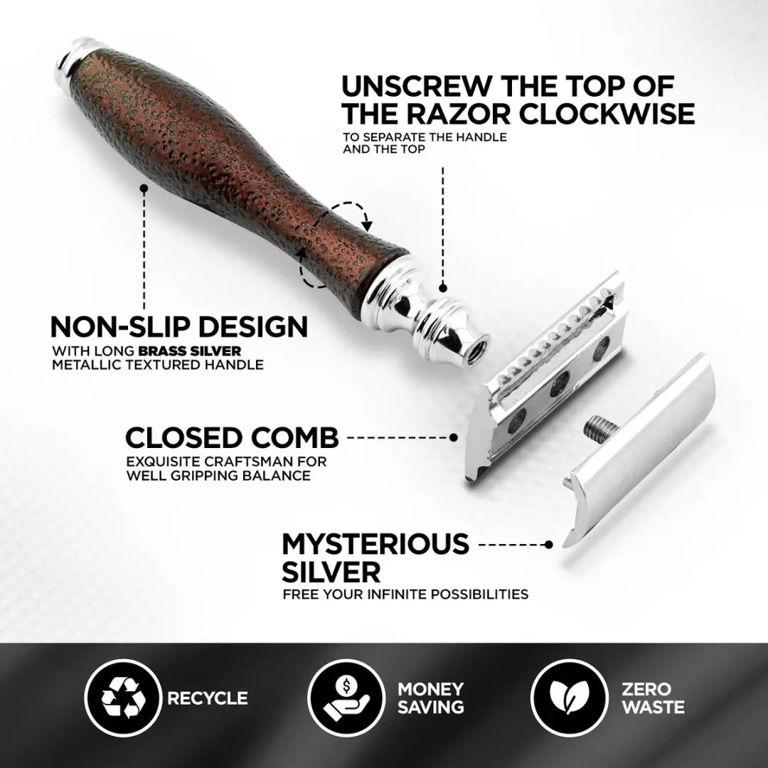 Haryali London Double Edge Safety Razor - Kastanjebruin - 5 Stuks