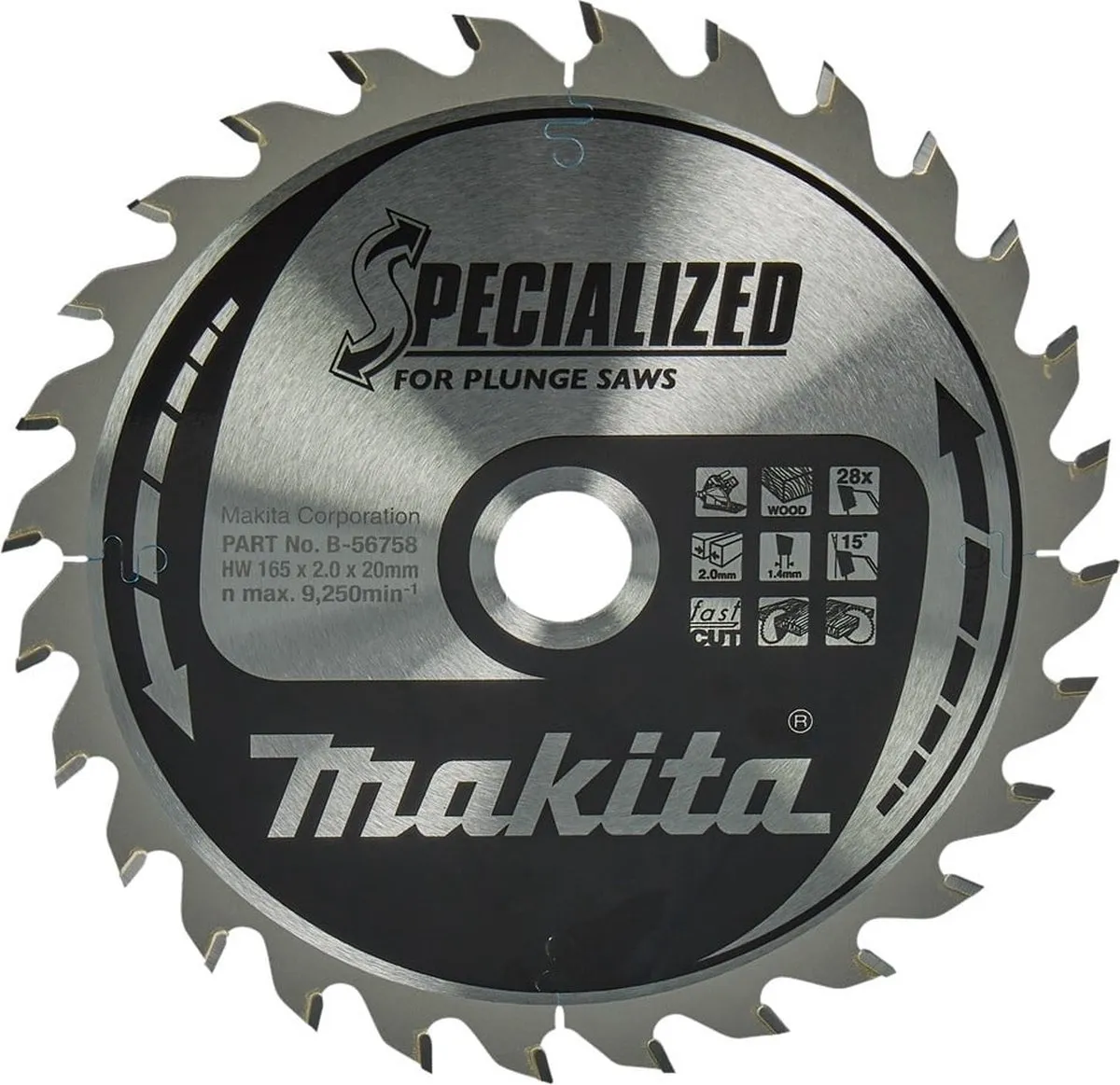 Makita B-56758 Invalcirkelzaagblad Hout 165mm - 28T