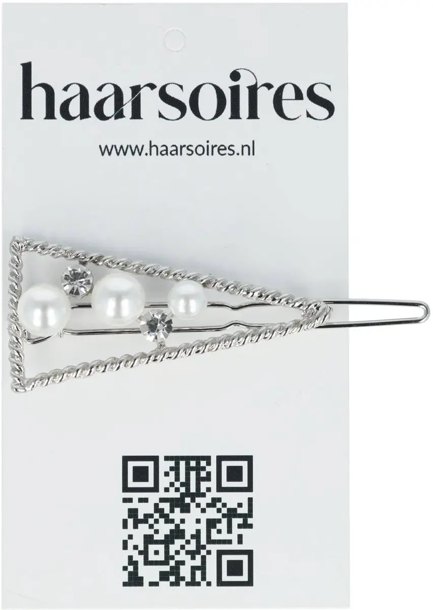 Haarsoires Haarspeld 4,5cm - Driehoek - Parel Strass - Zilver