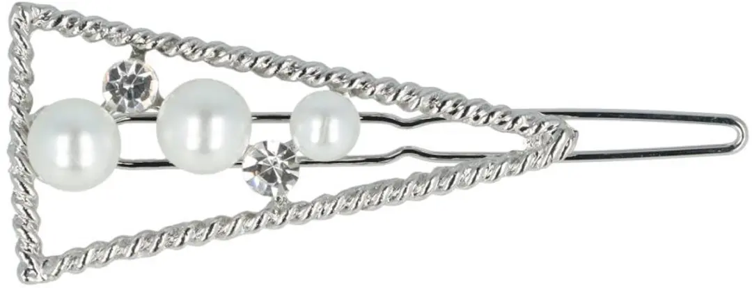 Haarsoires Haarspeld 4,5cm - Driehoek - Parel Strass - Zilver