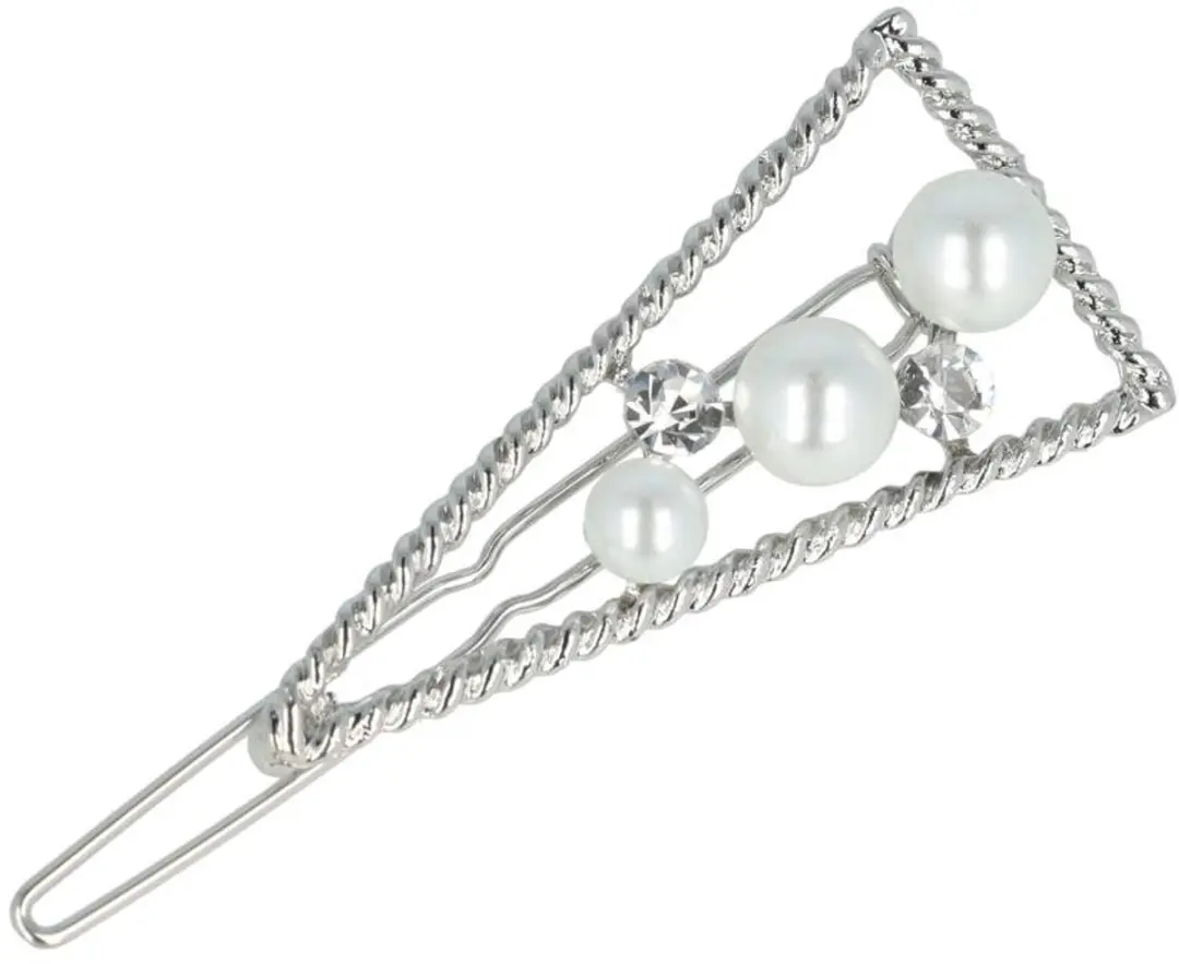 Haarsoires Haarspeld 4,5cm - Driehoek - Parel Strass - Zilver
