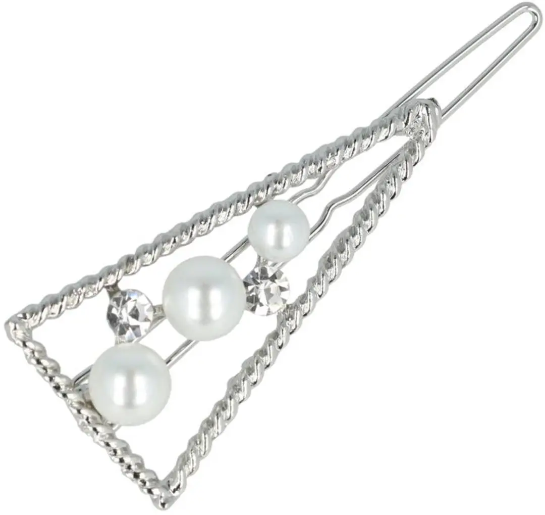 Haarsoires Haarspeld 4,5cm - Driehoek - Parel Strass - Zilver - afbeelding 6 van 6