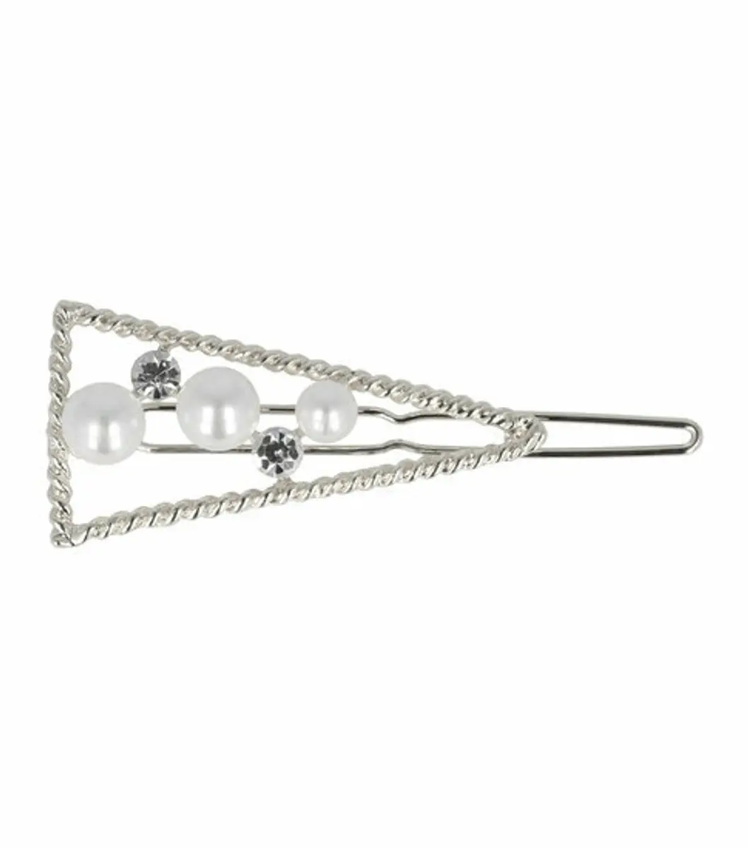Haarsoires Haarspeld 4,5cm - Driehoek - Parel Strass - Zilver