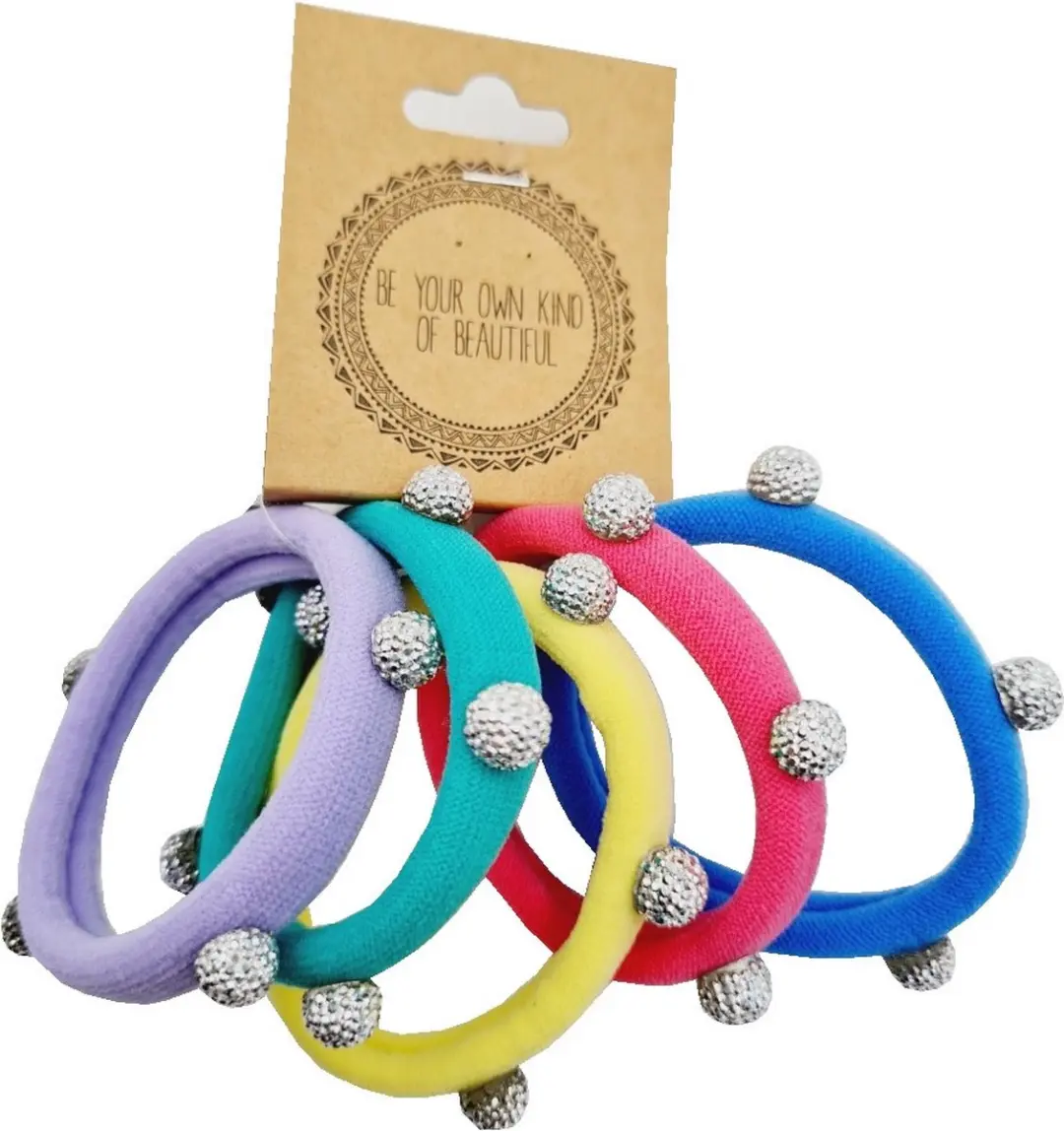 Haarsoires Haarelastieken Endless Bollen - Zilver Multicolor - 5 Stuks