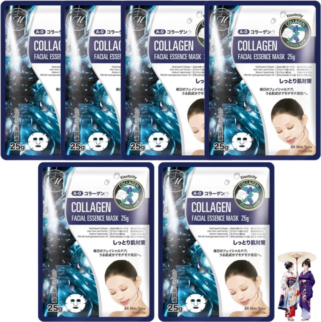 Mitomo Collagen Moisturizing Essence Gezichtsmasker 6 Stuks