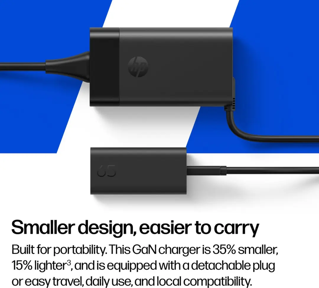 HP 65W GaN USB-C Oplader C90MRAA#ABB - Zwart