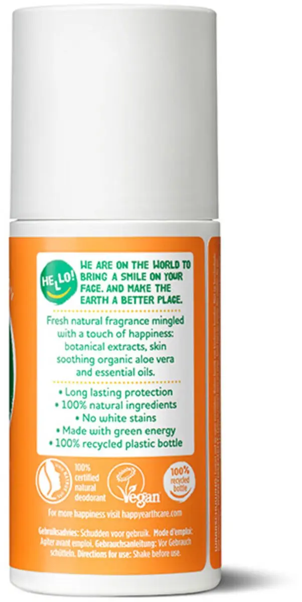 Happy Earth Natuurlijke Deodorant Roller Rose Petitgrain 75ml